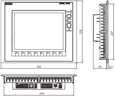 SIEMENS+6AV6 647-0AF11-3AX0型精简面板+安装方式1